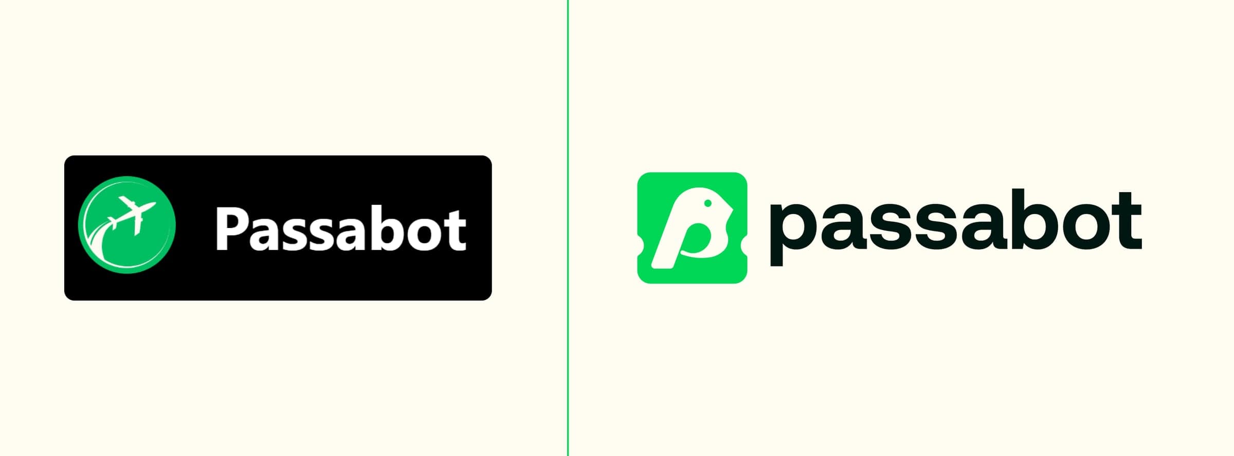 Logotipo antigo da Passabot ao lado do novo