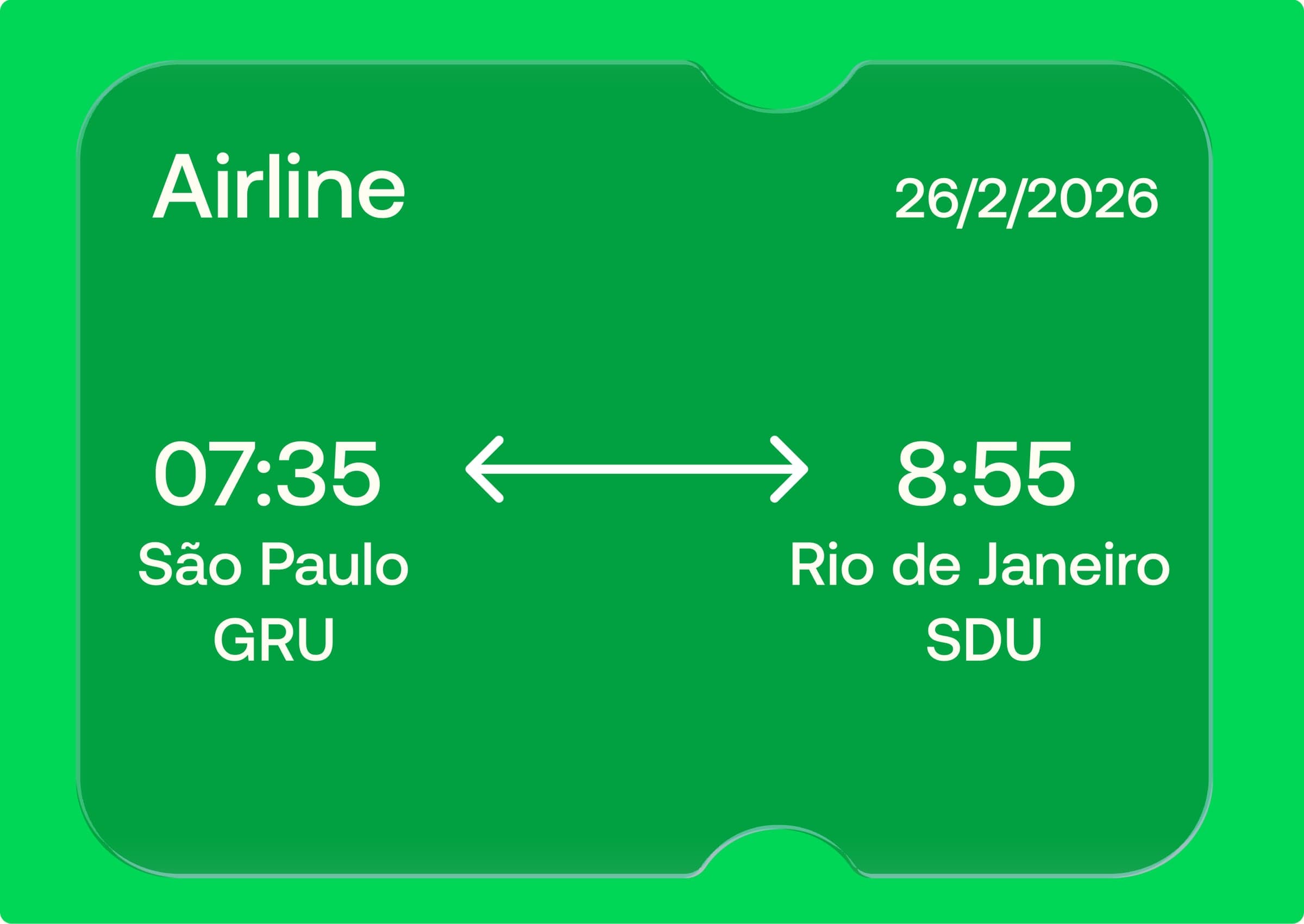 Cartão de embarque de São Paulo para o Rio de Janeiro no estilo da marca