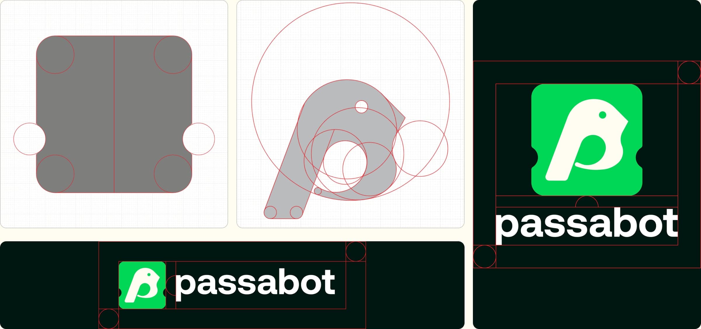 Malha construtiva do símbolo e do logotipo, feita a partir de círculos