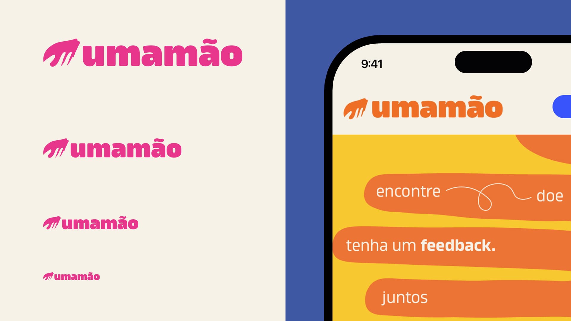 Variações do logotipo e o app no celular
