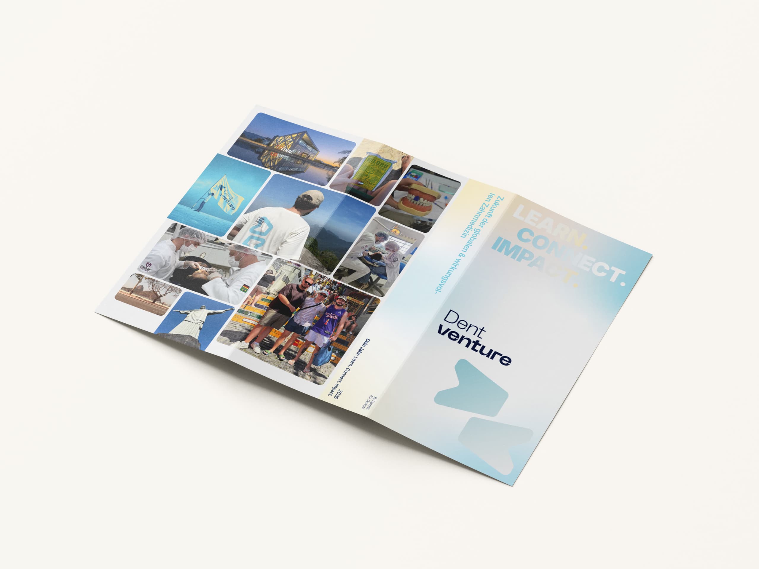 Folder sanfonado, lado externo com fotos dos programas