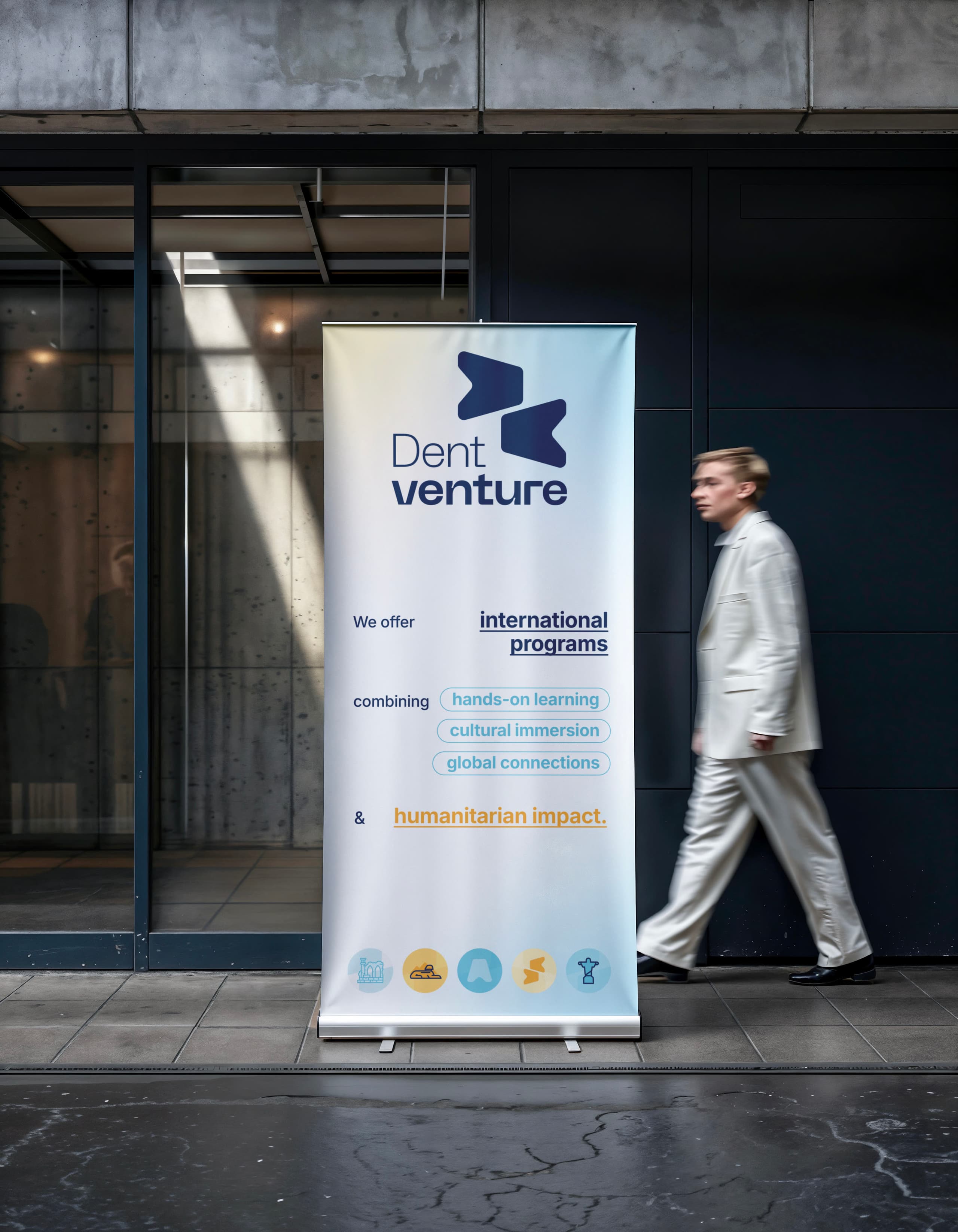 Roll-up da Dentventure em um saguão