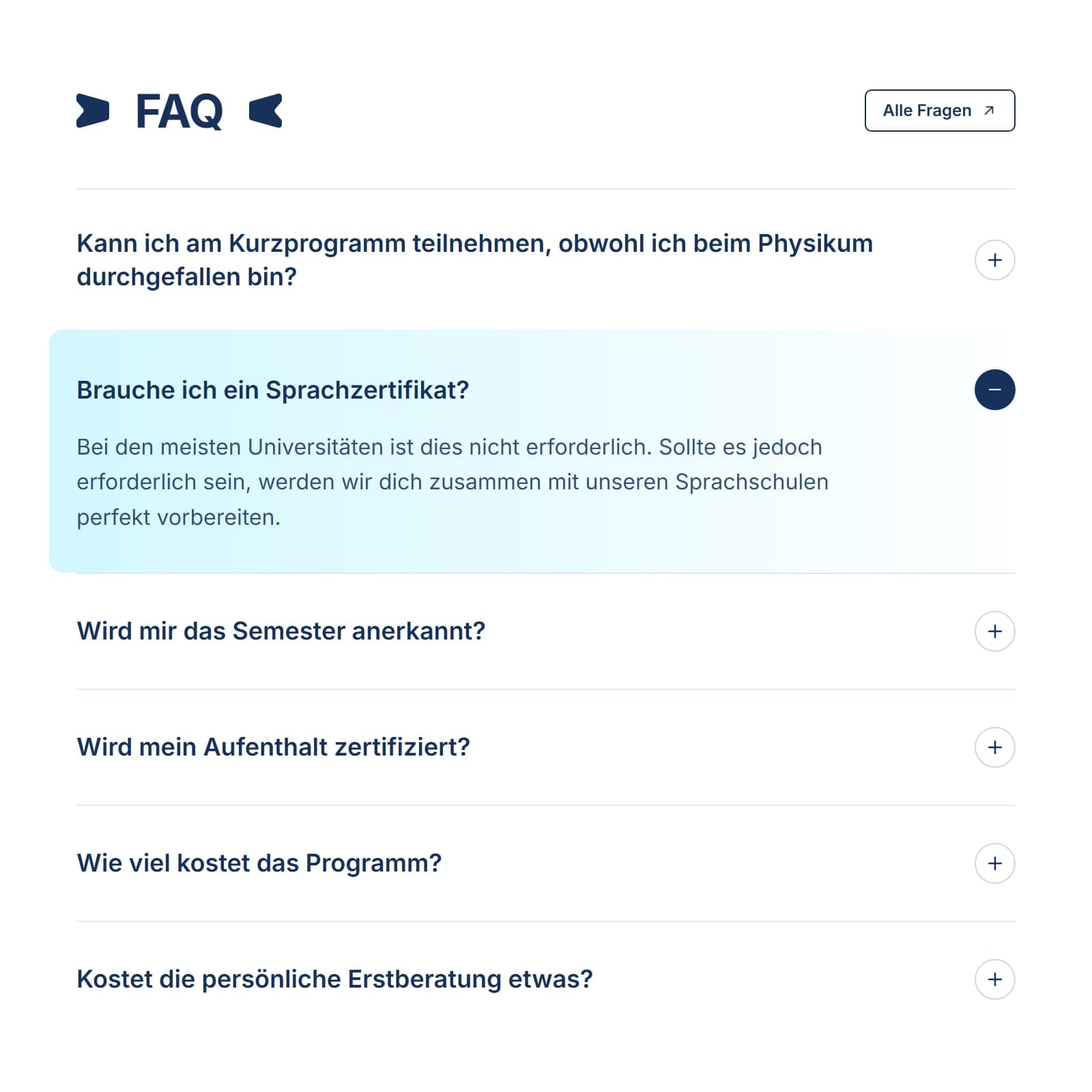 FAQ em acordeão com uma pergunta aberta