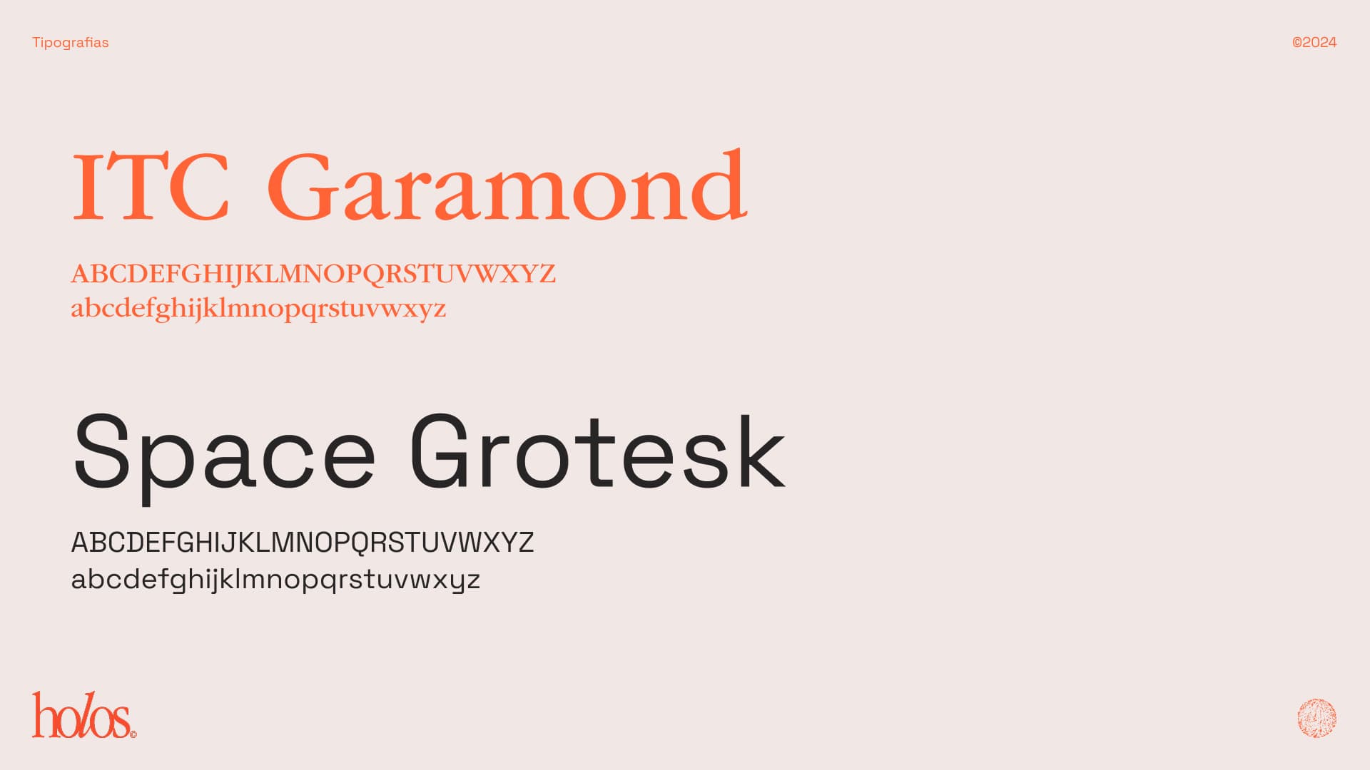 Tipografias ITC Garamond e Space Grotesk
