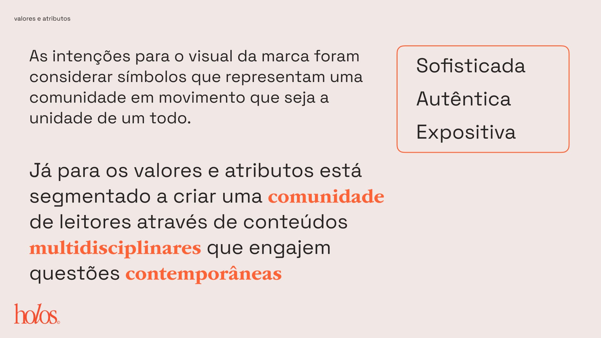 Valores e atributos da marca