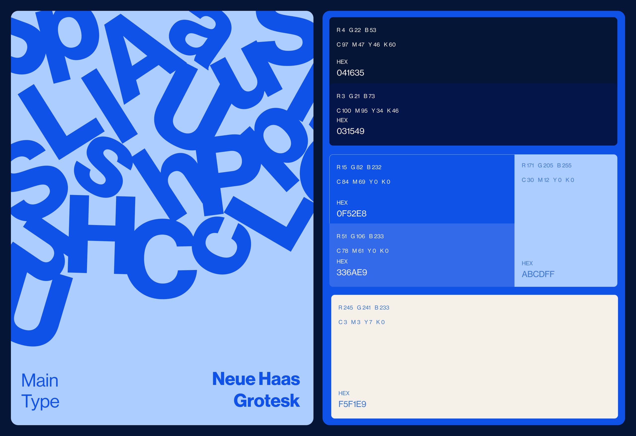 Paleta de cores e tipografia Neue Haas Grotesk