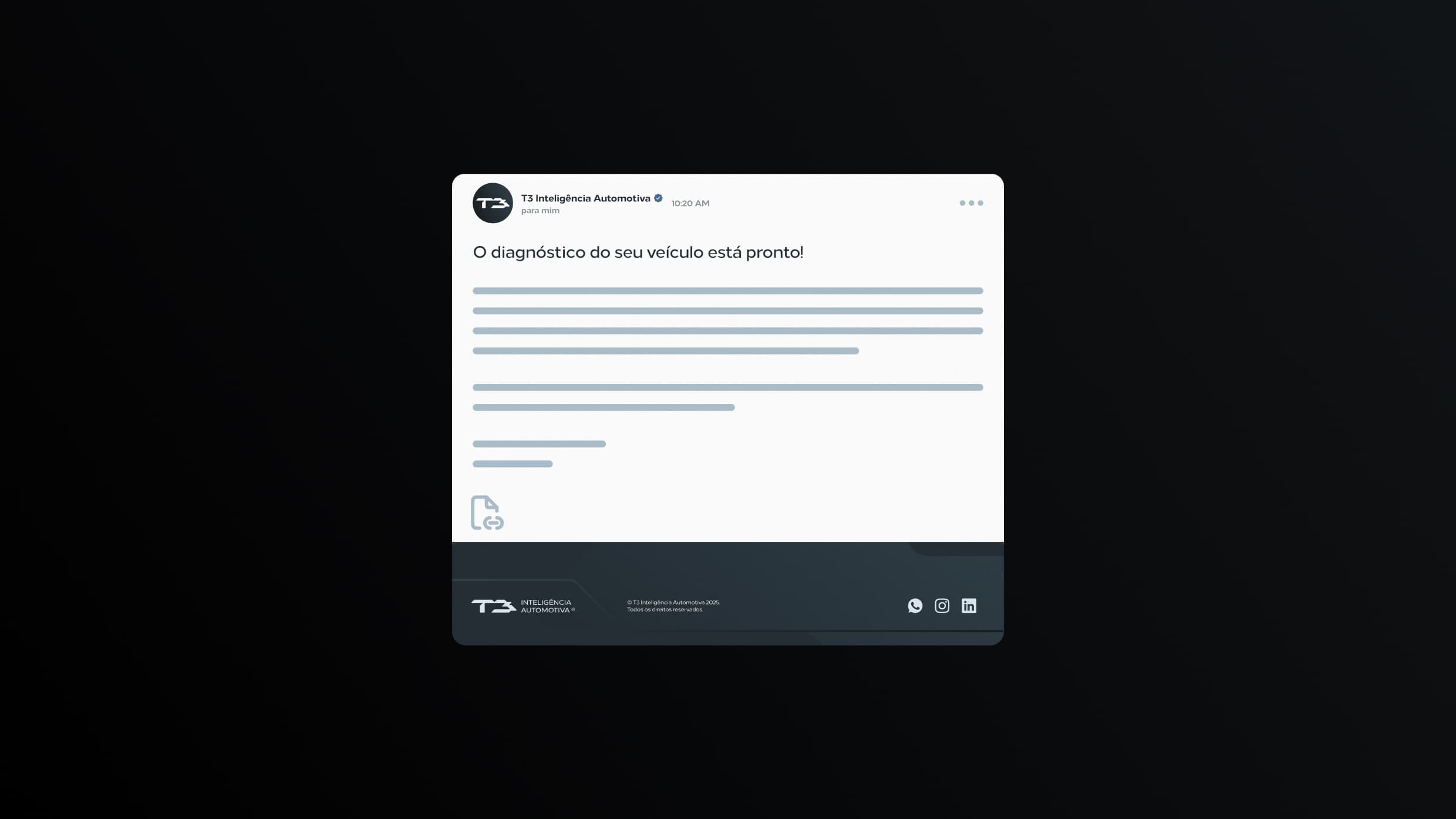 E-mail de diagnóstico pronto