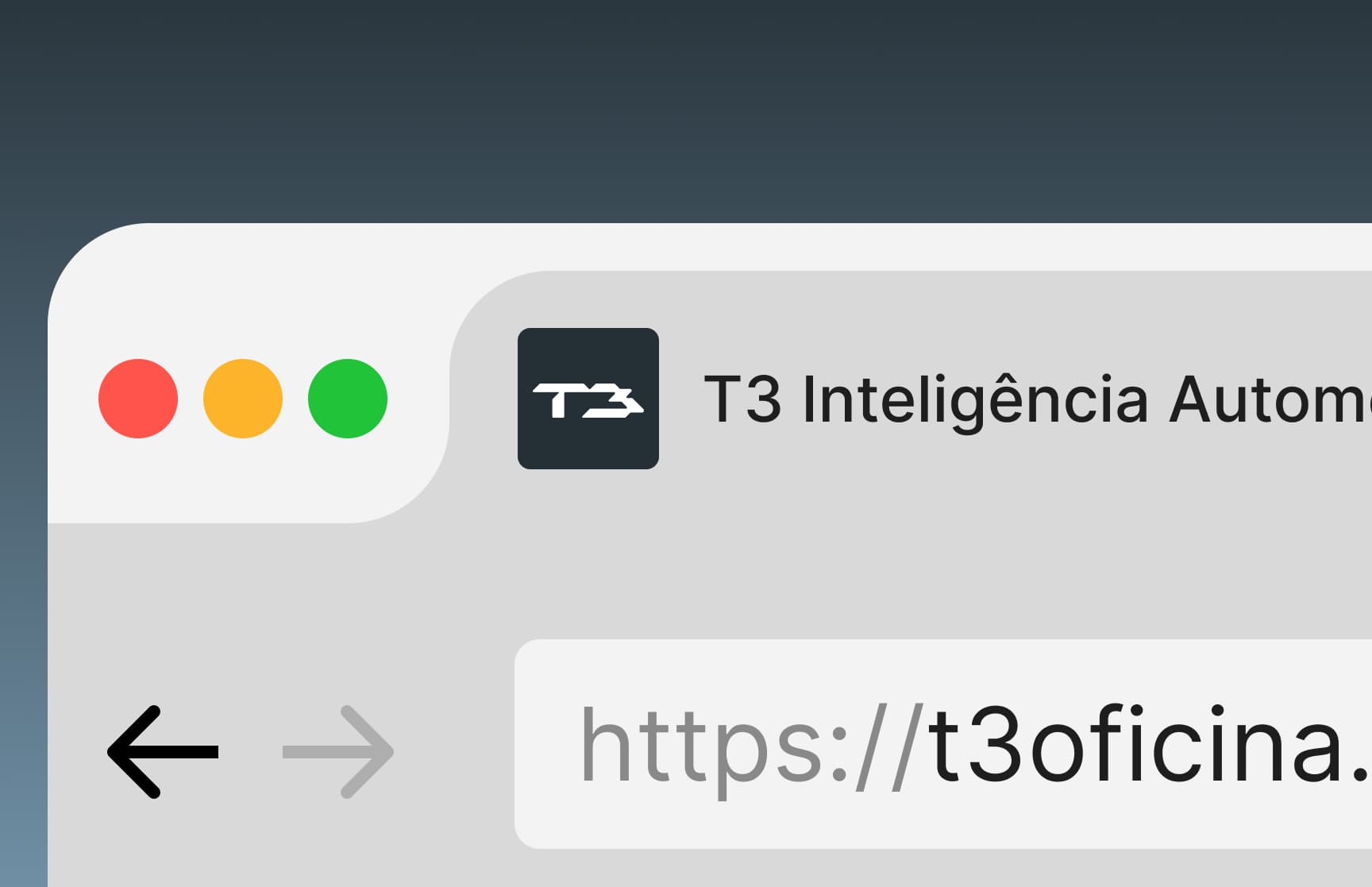 Favicon da T3 na aba do navegador