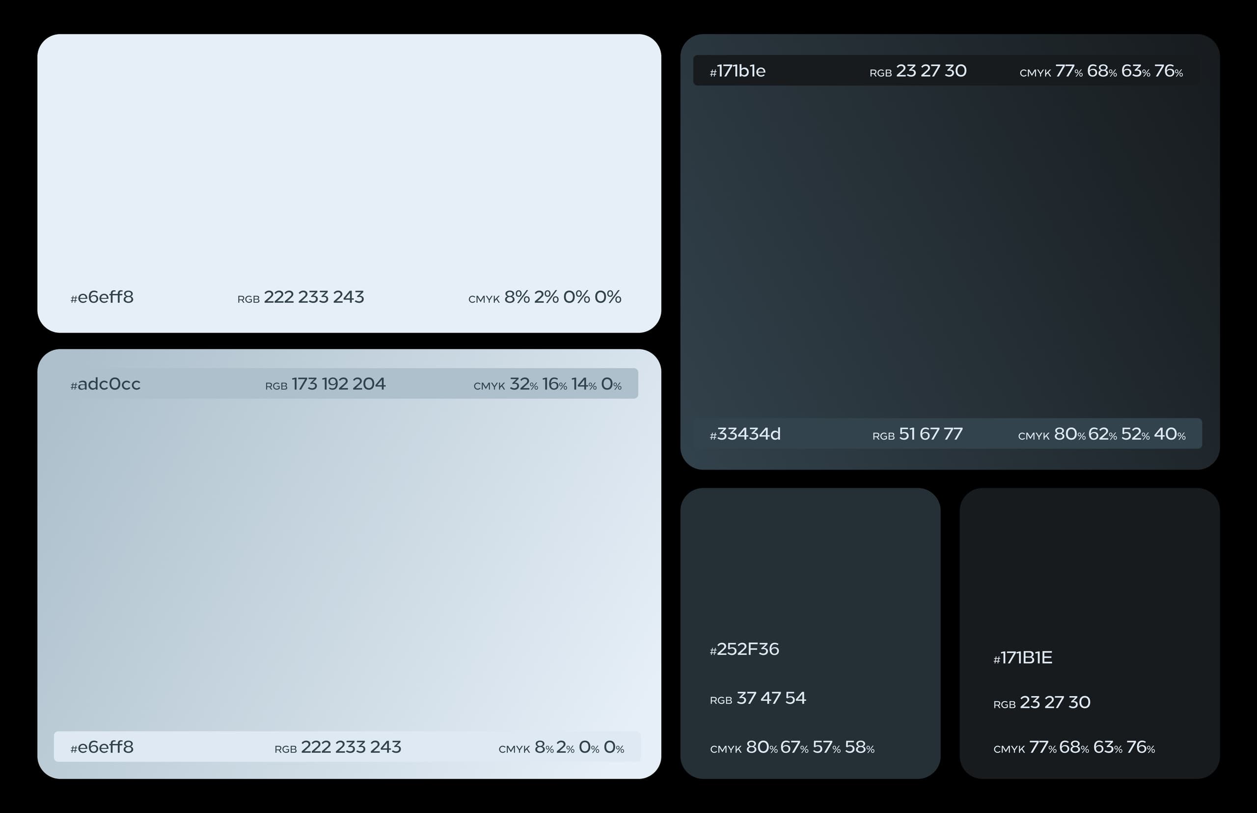 Paleta de cores da T3 com códigos