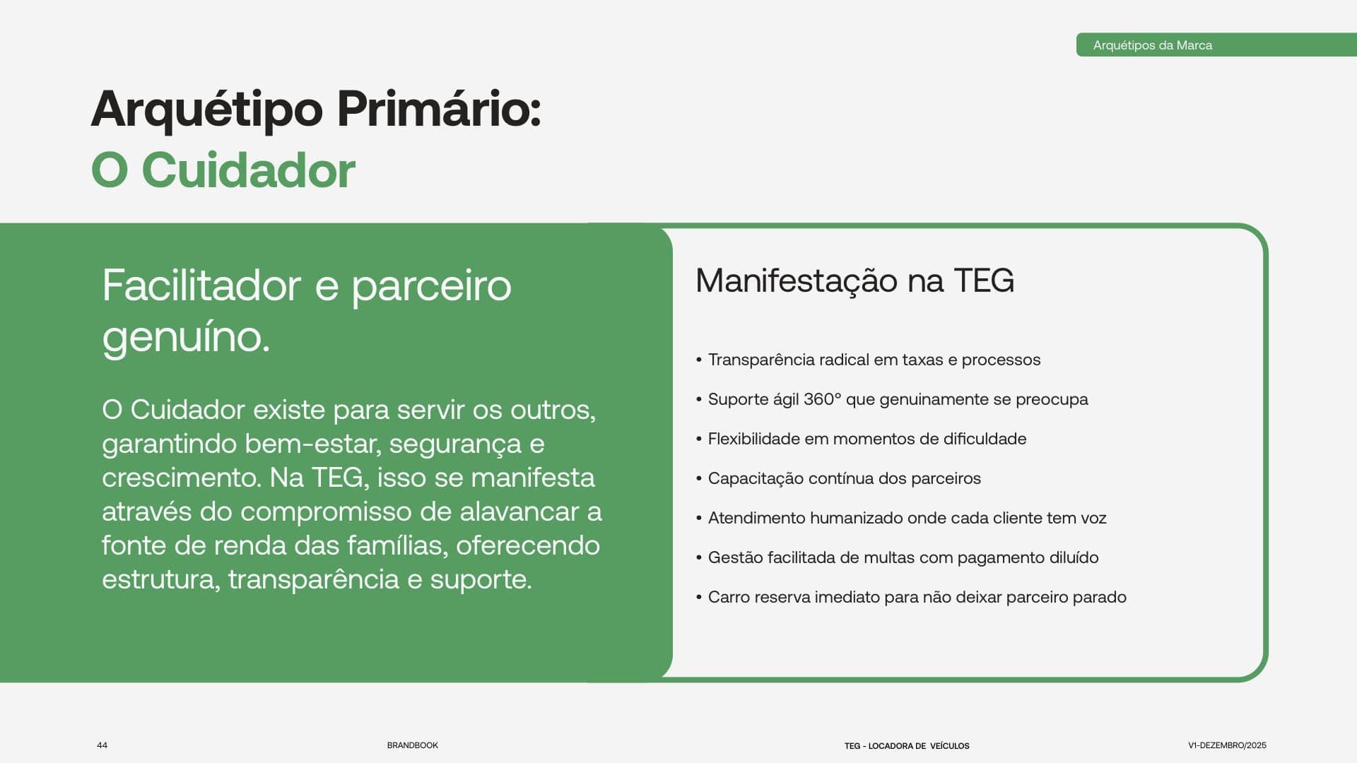 Página 44 do manual do sistema de marca da TEG